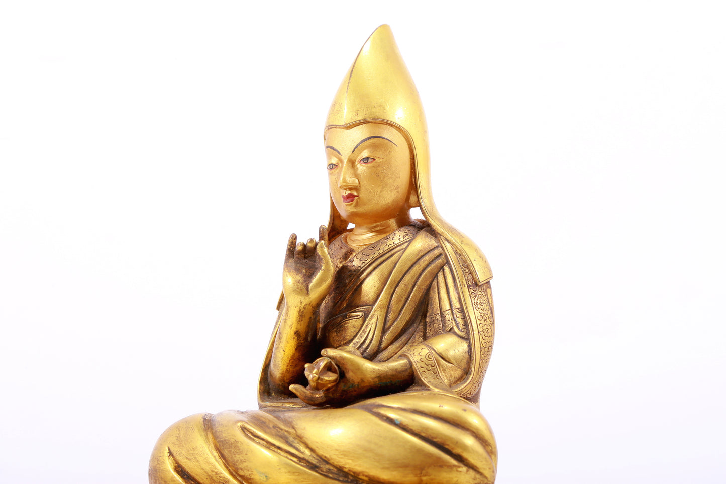 A Magnificent Gilt-Bronze Figure Of Tsongkapa