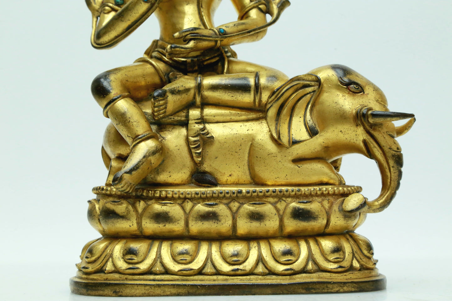 A Magnificent Gilt-Bronze Figure Of Bodhisattva Seated On An Elephant