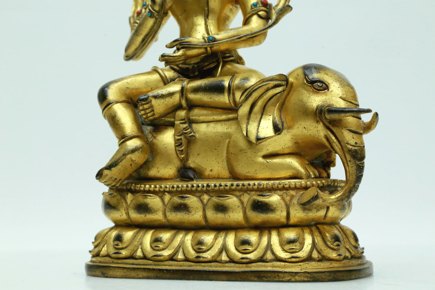 A Magnificent Gilt-Bronze Figure Of Bodhisattva Seated On An Elephant