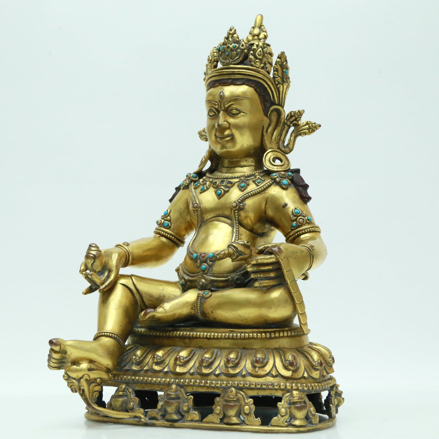 A Magnificent Gilt-Bronze Gem-Inlaid Figure Of Kubera