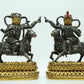 A Magnificent Pair Of Gilt-Bronze Silver Figures Of Kubera Seated On Horses