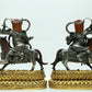 A Magnificent Pair Of Gilt-Bronze Silver Figures Of Kubera Seated On Horses