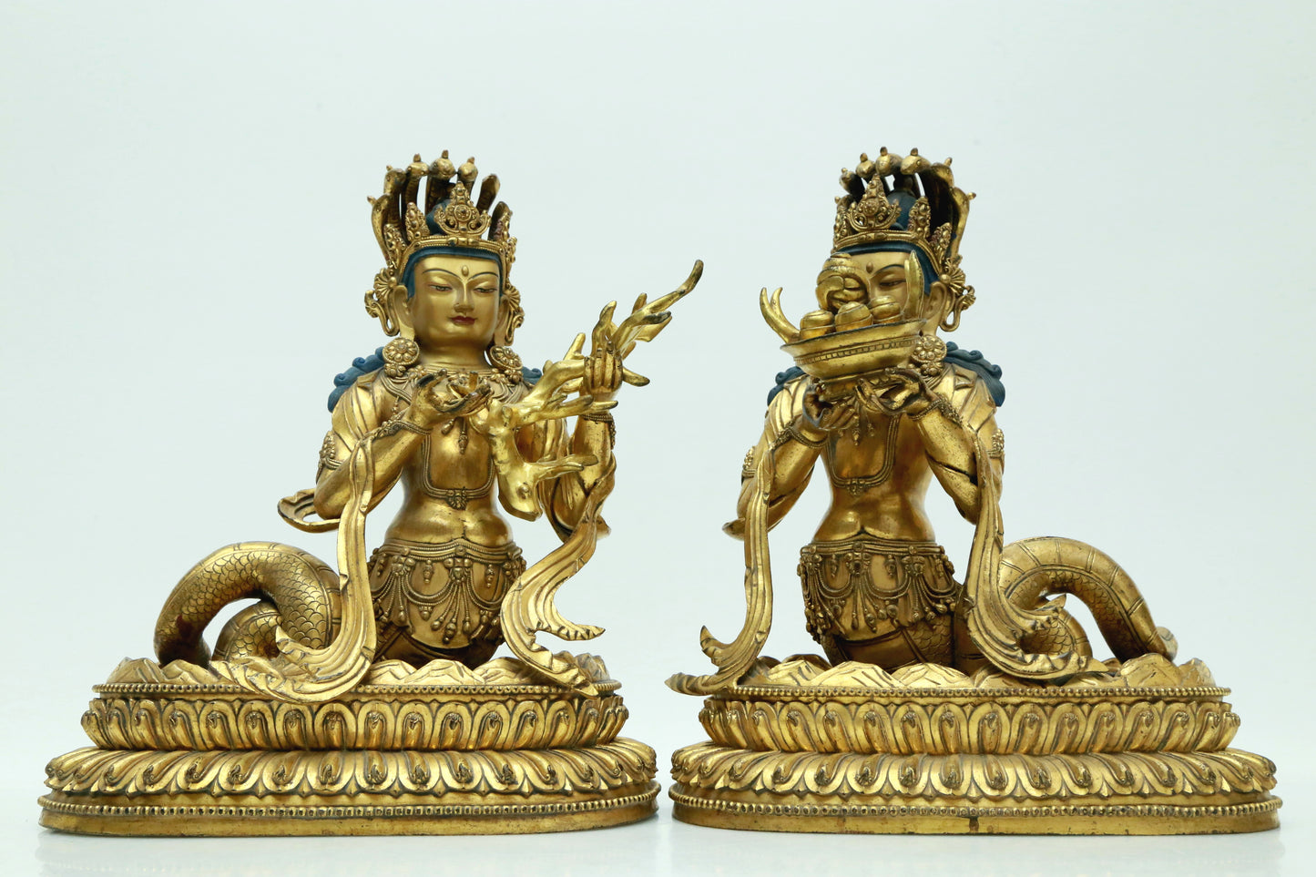 Two Magnificent Gilt-Bronze Figures Of Bodhisattva