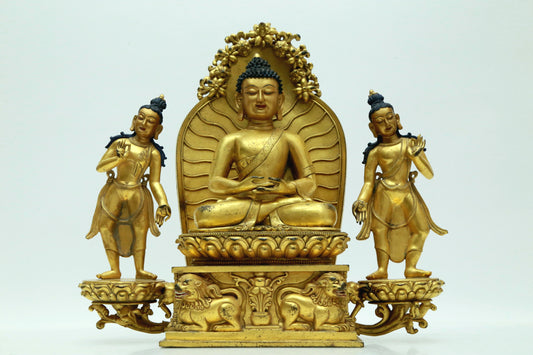 A Magnificent Gilt-Bronze Figure Of Buddha Shakyamuni With Inscriptions