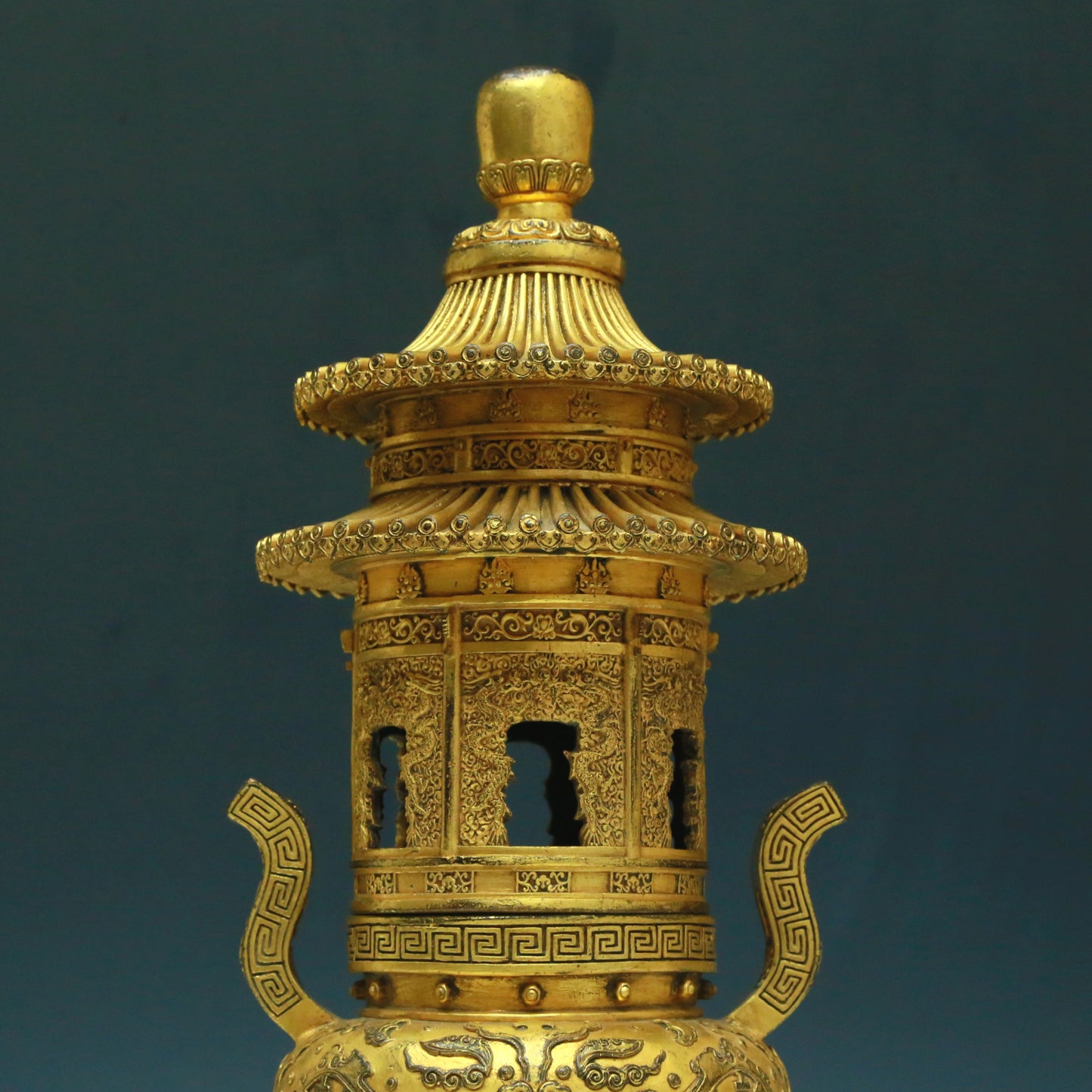 A Brilliant Pair Of Gilt-Bronze 'Animal Mask& Auspicious Cloud' Tripod Censers