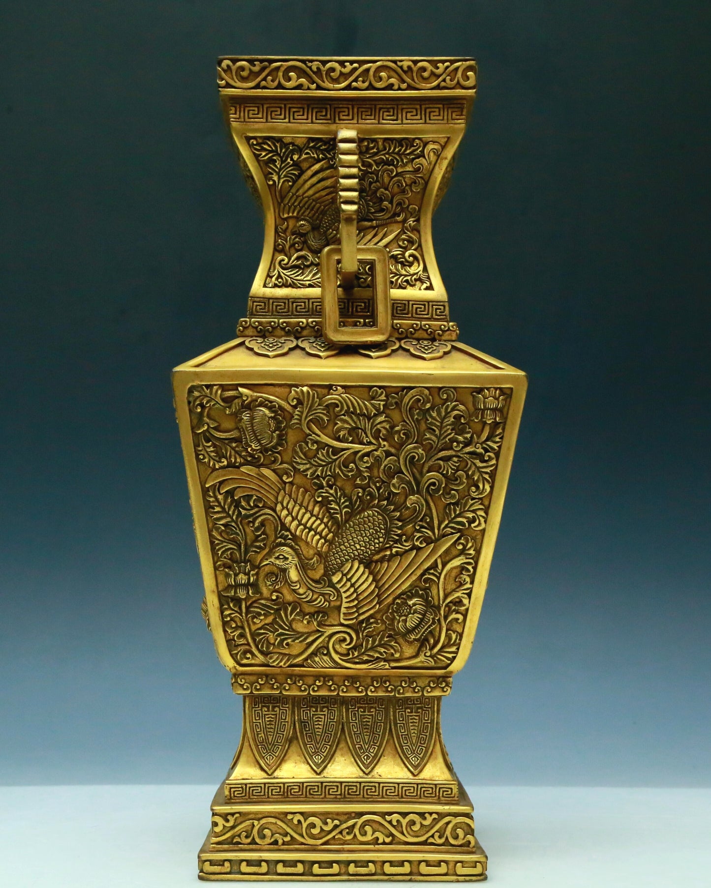 A Brilliant Pair Of Gilt-Bronze 'Dragon, Phoenix, Auspicious Cloud' Vases