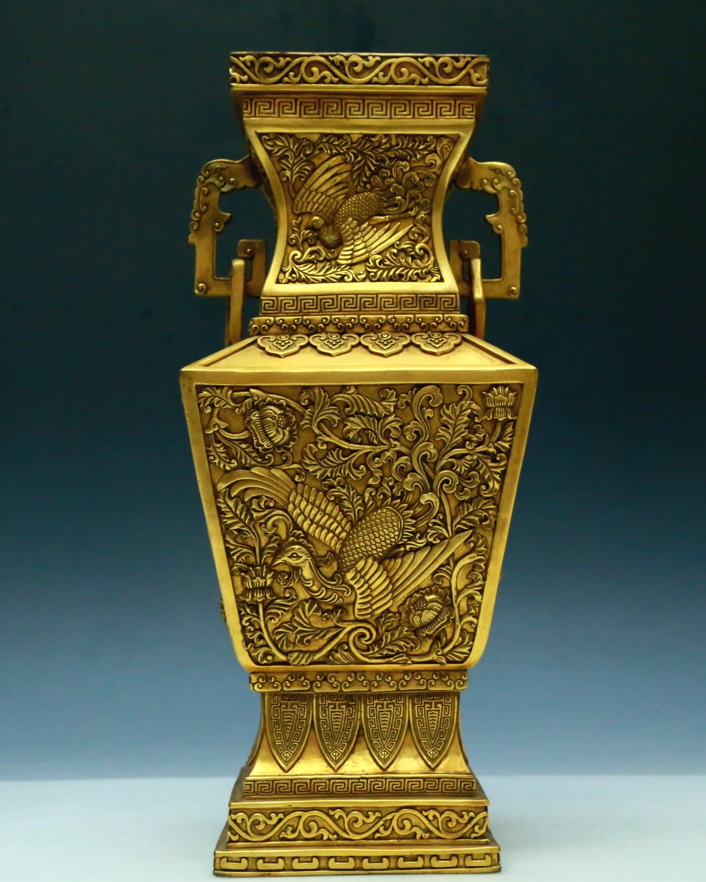 A Brilliant Pair Of Gilt-Bronze 'Dragon, Phoenix, Auspicious Cloud' Vases