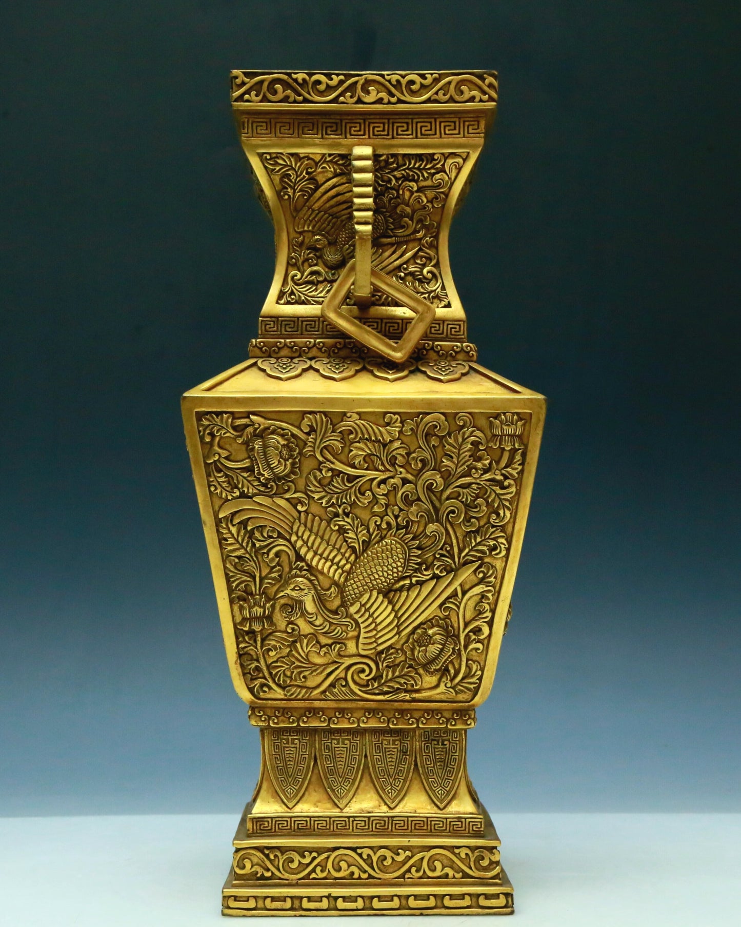 A Brilliant Pair Of Gilt-Bronze 'Dragon, Phoenix, Auspicious Cloud' Vases