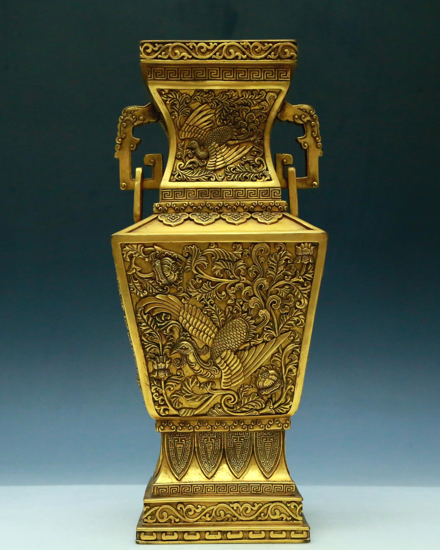 A Brilliant Pair Of Gilt-Bronze 'Dragon, Phoenix, Auspicious Cloud' Vases