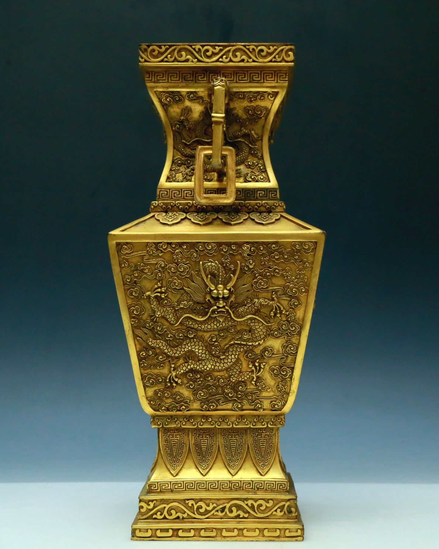 A Brilliant Pair Of Gilt-Bronze 'Dragon, Phoenix, Auspicious Cloud' Vases