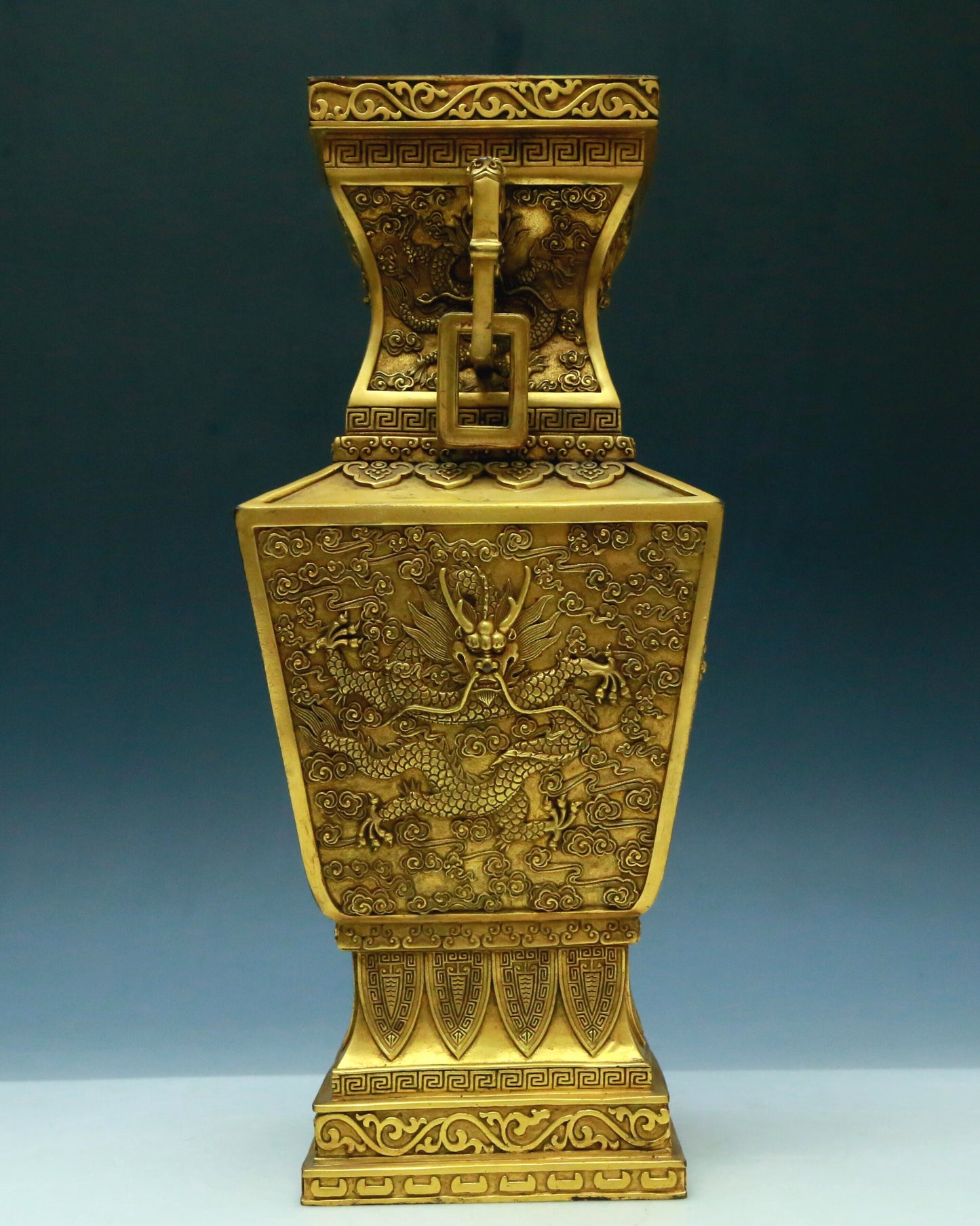 A Brilliant Pair Of Gilt-Bronze 'Dragon, Phoenix, Auspicious Cloud' Vases