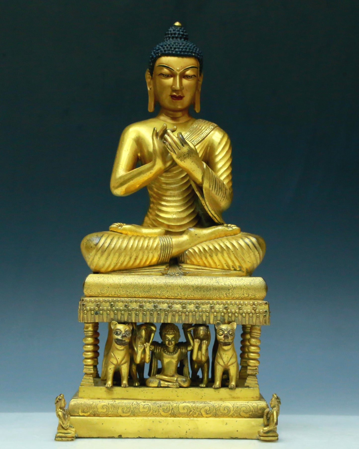 Three Brilliant Gilt-Bronze Figures Of Buddha Shakyamuni