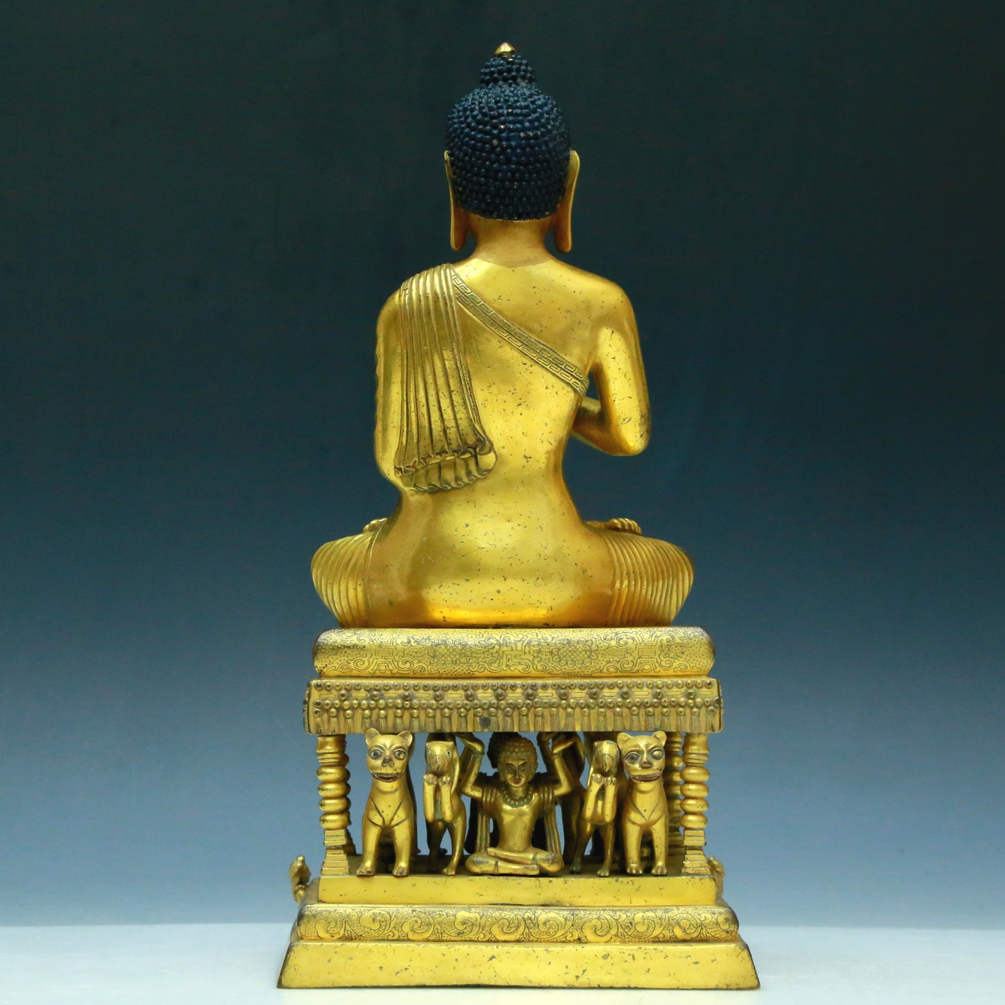 Three Brilliant Gilt-Bronze Figures Of Buddha Shakyamuni