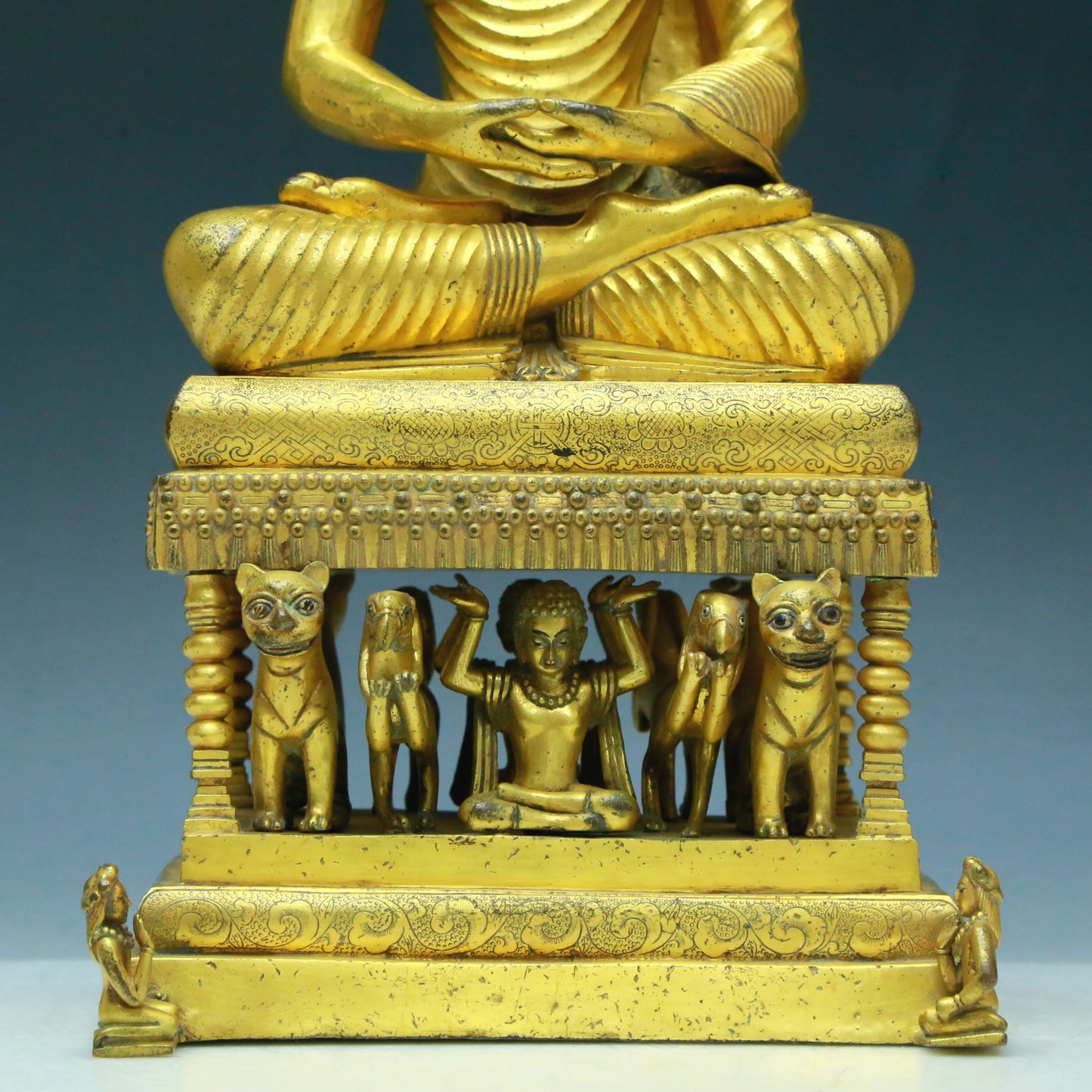 Three Brilliant Gilt-Bronze Figures Of Buddha Shakyamuni