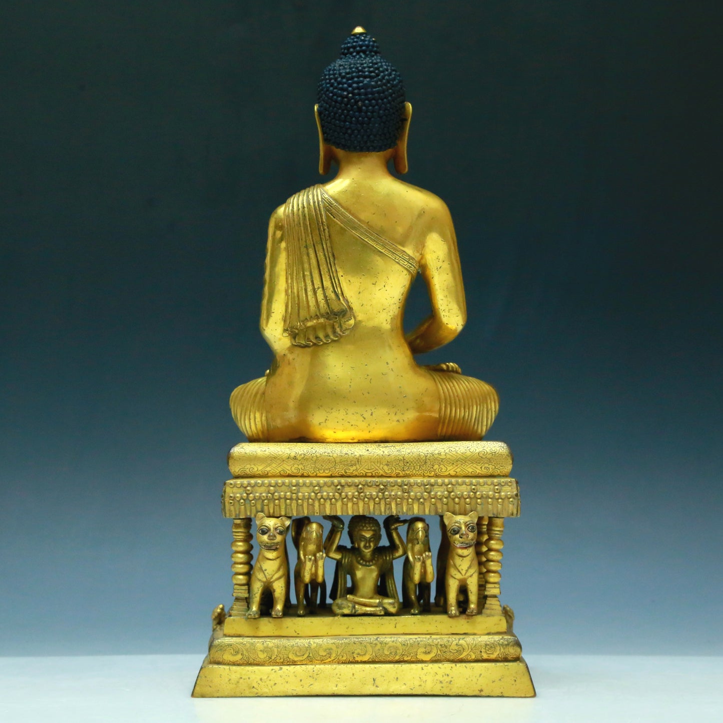 Three Brilliant Gilt-Bronze Figures Of Buddha Shakyamuni