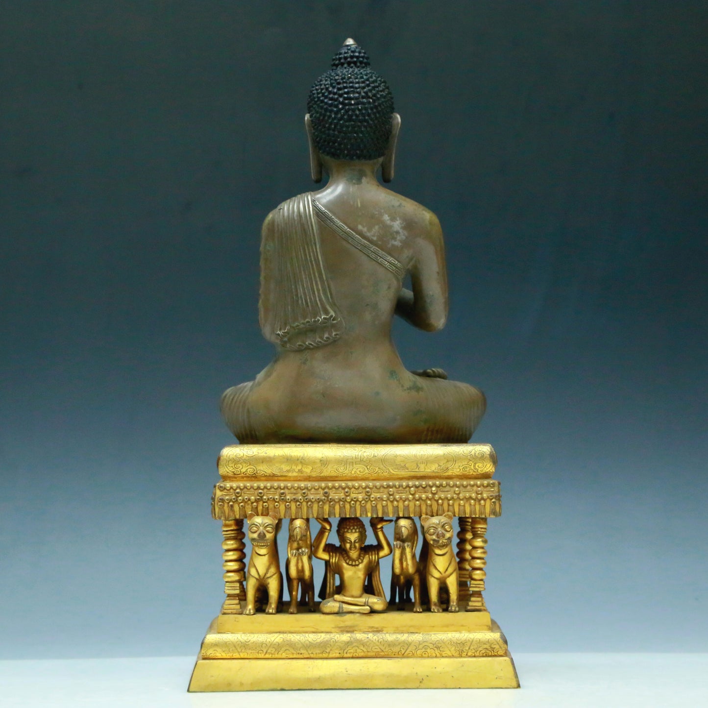 Three Brilliant Gilt-Bronze Silver Figures Of Buddha Shakyamuni