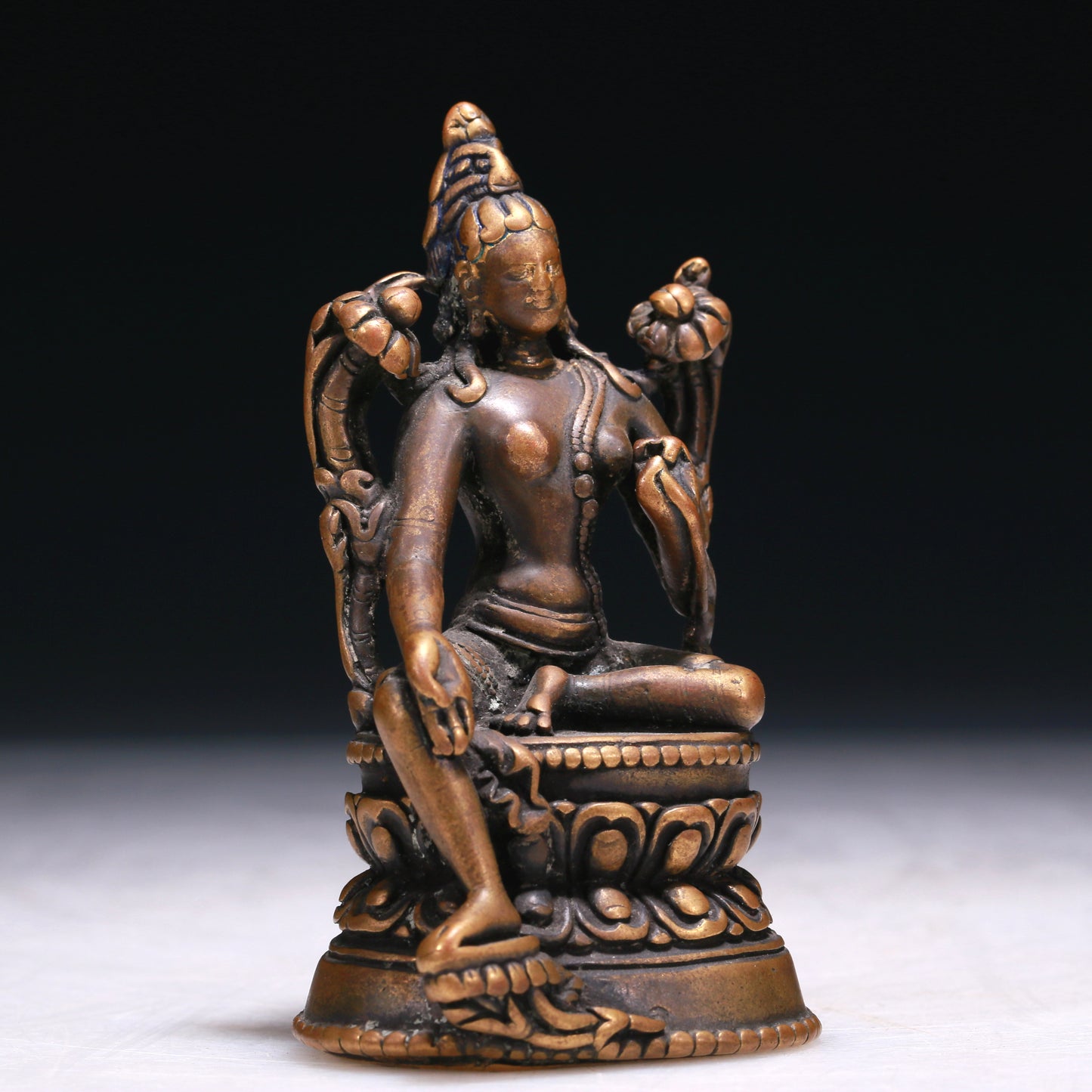 A Precious Bronze Figure Of Green Tara