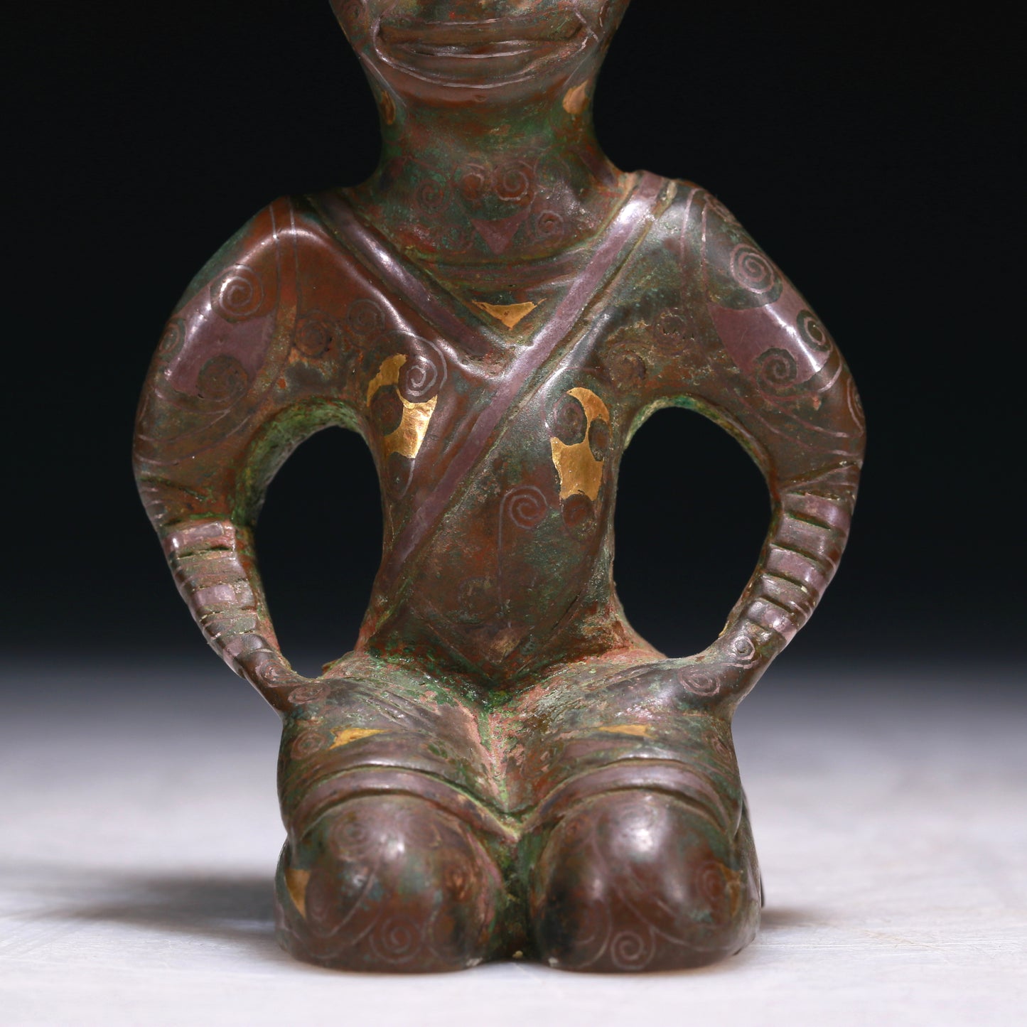 A Precious Bronze Gold& Silver-Inlaid Figure