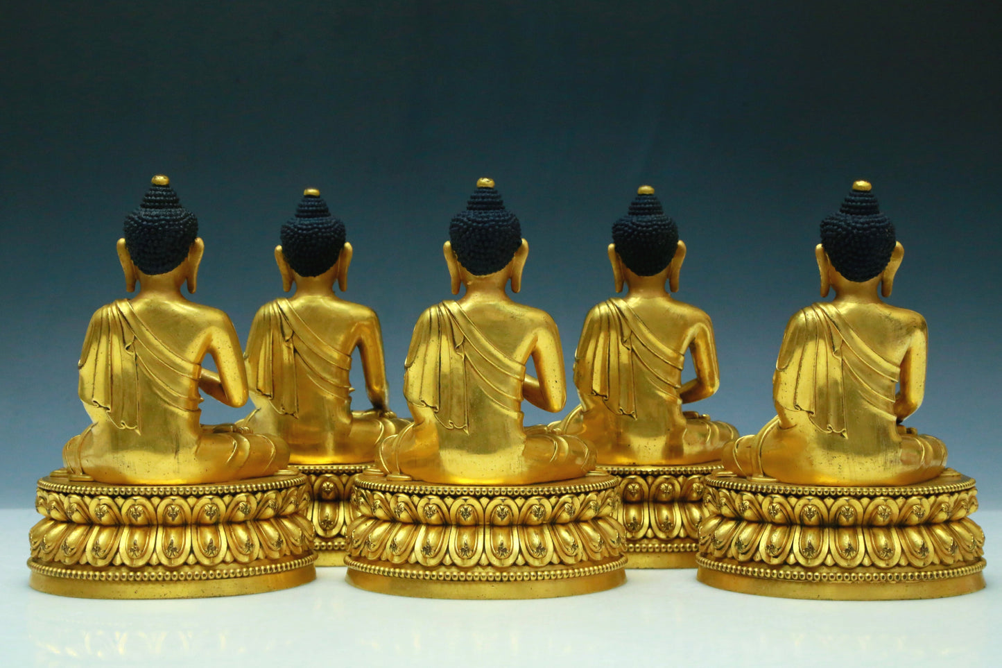 Five Wonderful Gilt-Bronze Figures Of Buddha Shakyamuni