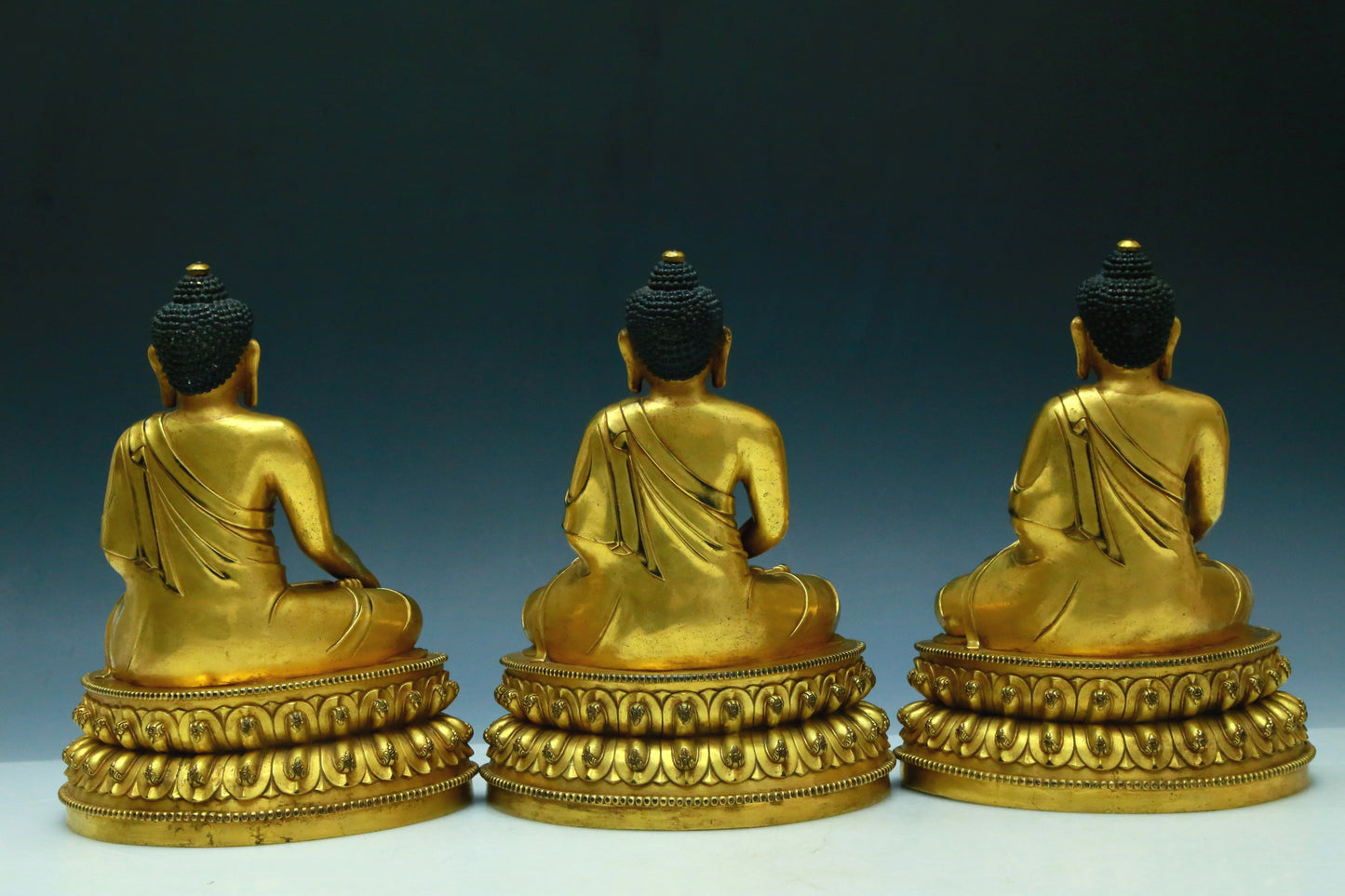 Three Wonderful Gilt-Bronze Figures Of Buddha Shakyamuni