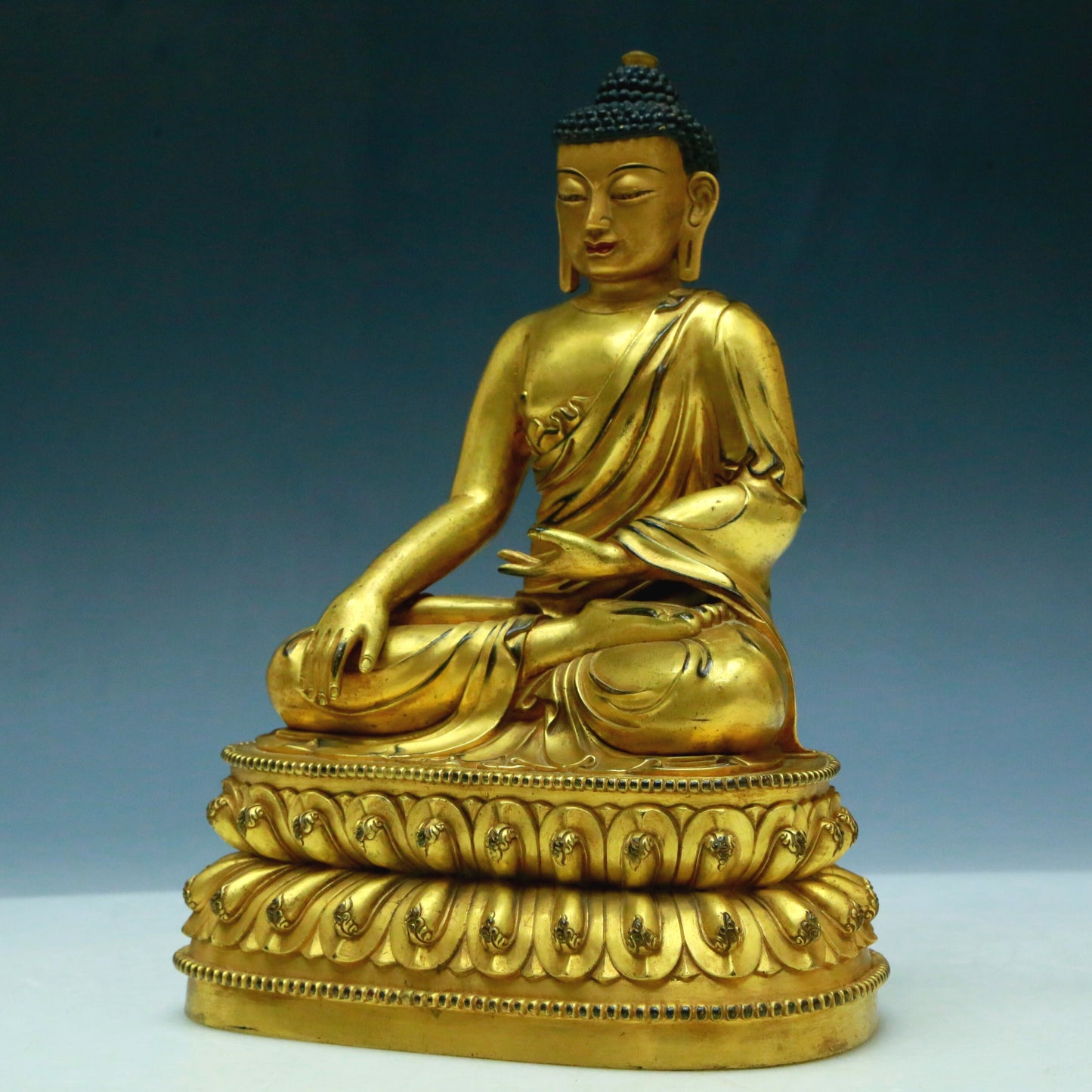 Three Wonderful Gilt-Bronze Figures Of Buddha Shakyamuni