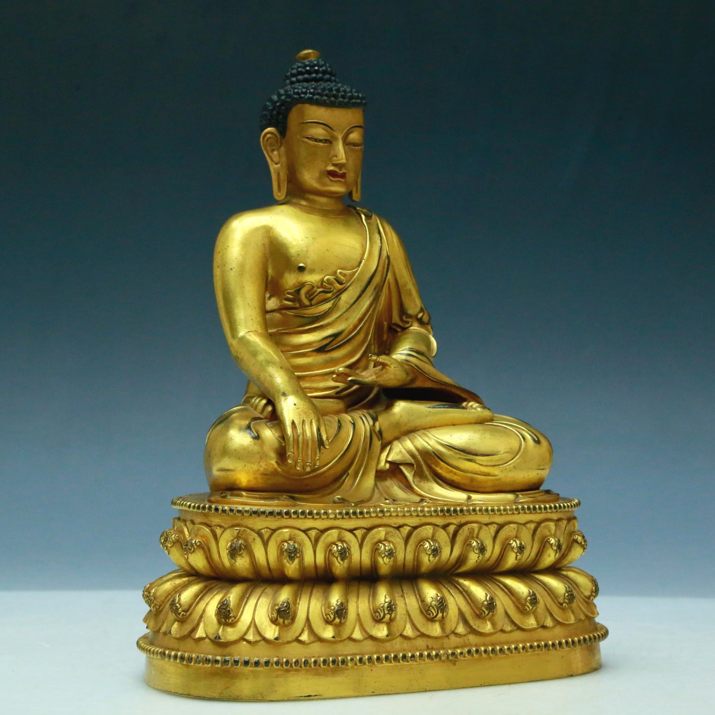 Three Wonderful Gilt-Bronze Figures Of Buddha Shakyamuni