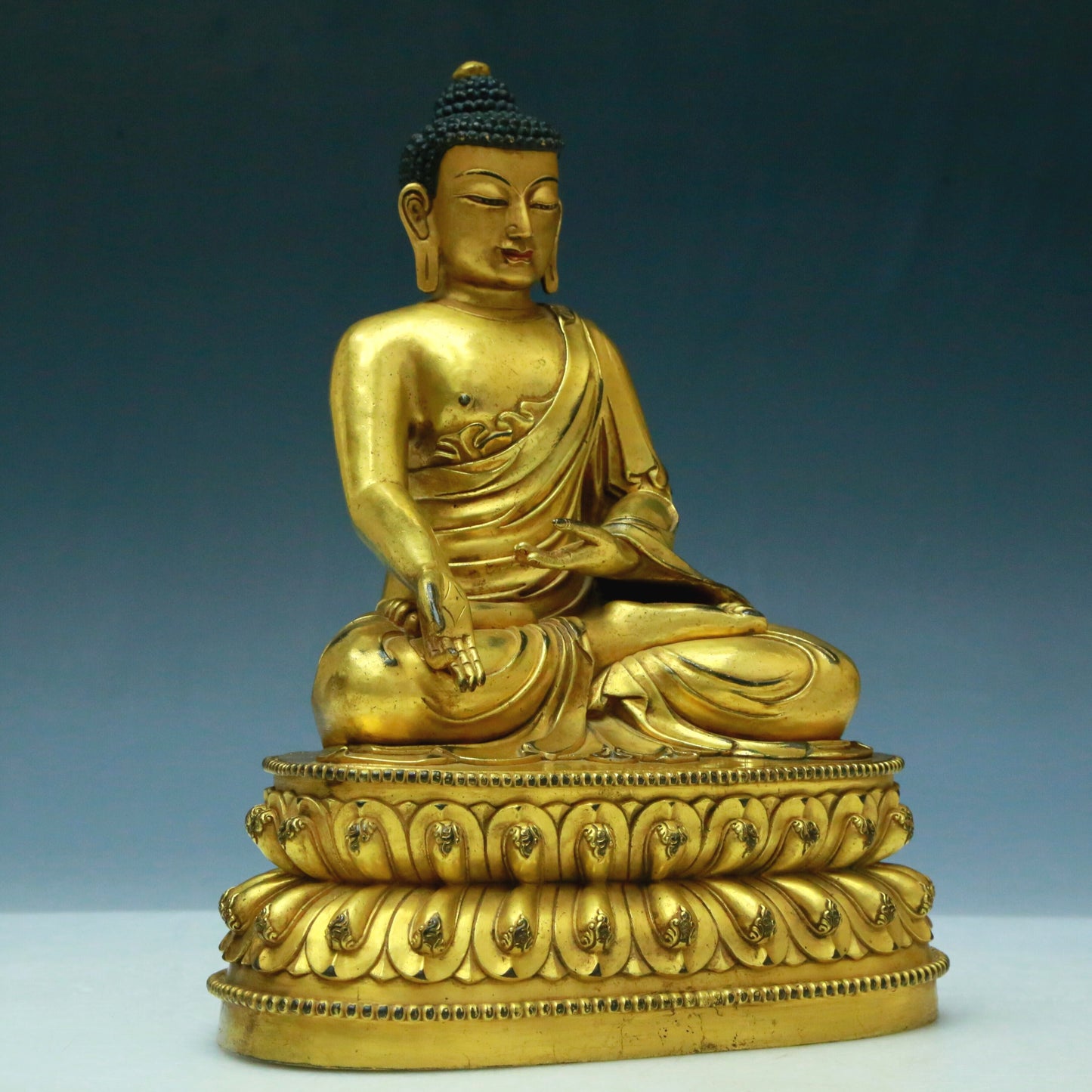 Three Wonderful Gilt-Bronze Figures Of Buddha Shakyamuni