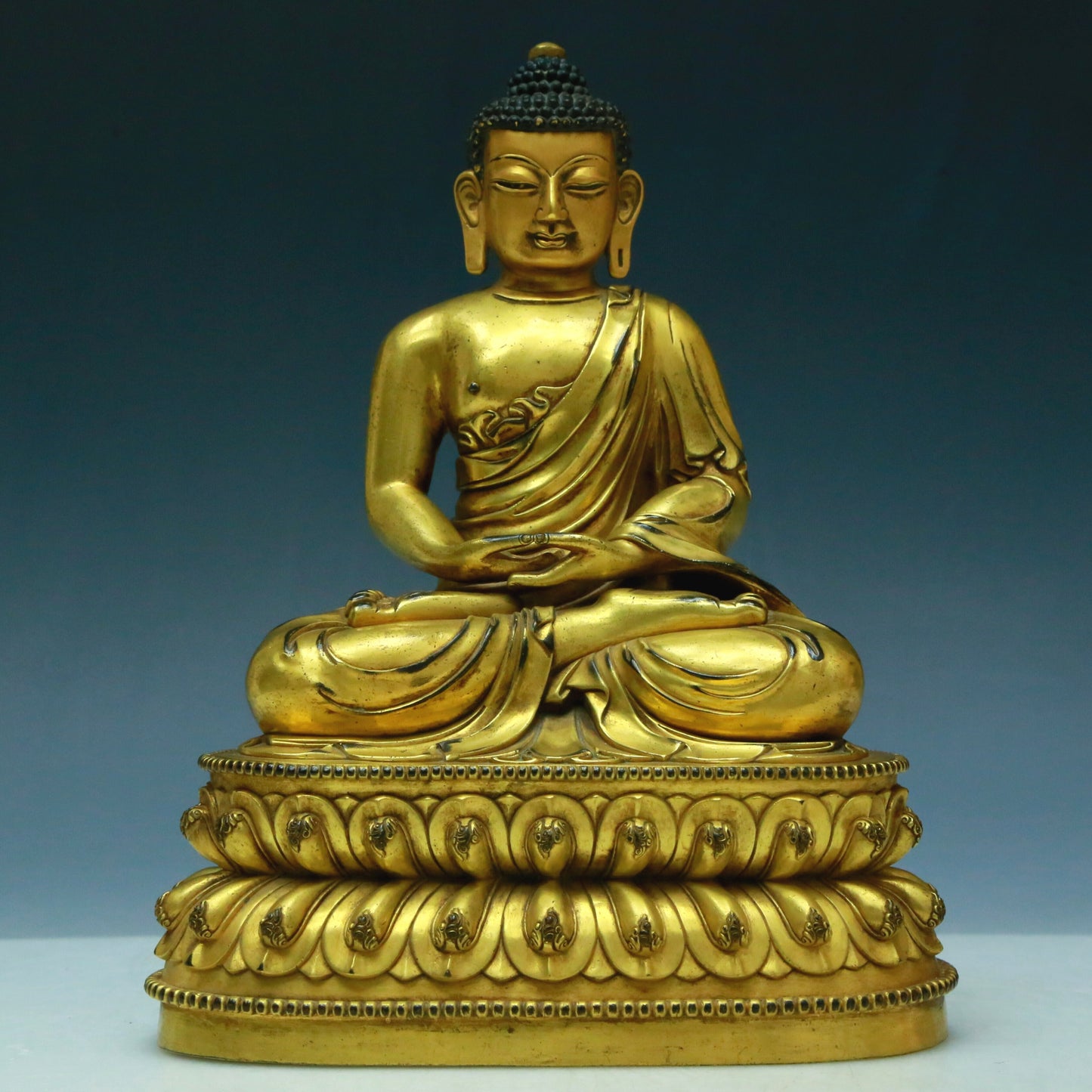 Three Wonderful Gilt-Bronze Figures Of Buddha Shakyamuni