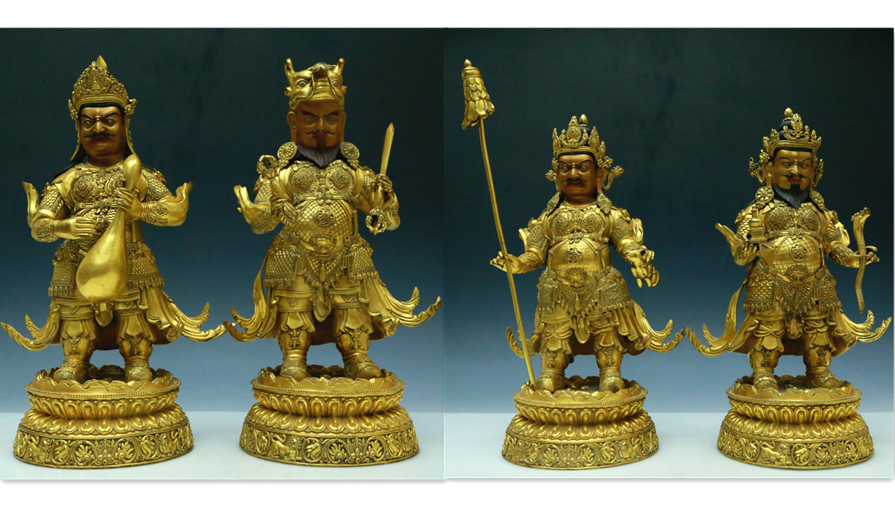A Wonderful Set Of Gilt-Bronze Figures Of The Four Lokapalas