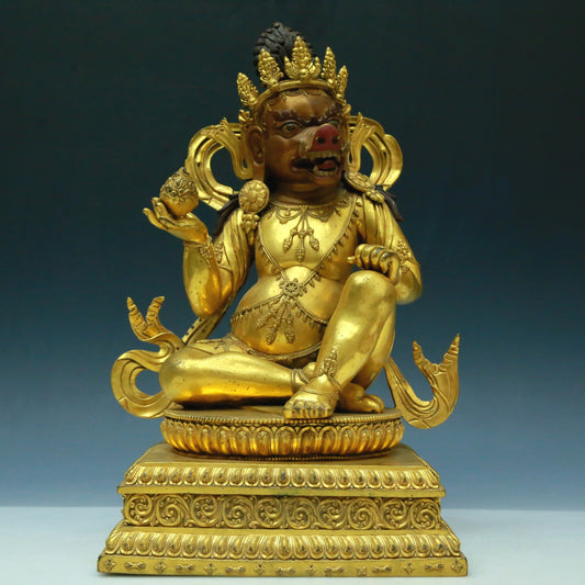 A Wonderful Gilt-Bronze Figure Of Kubera