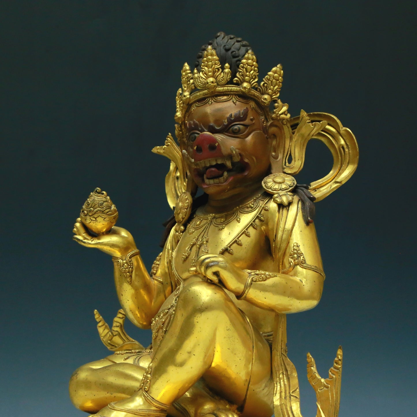 A Wonderful Gilt-Bronze Figure Of Kubera