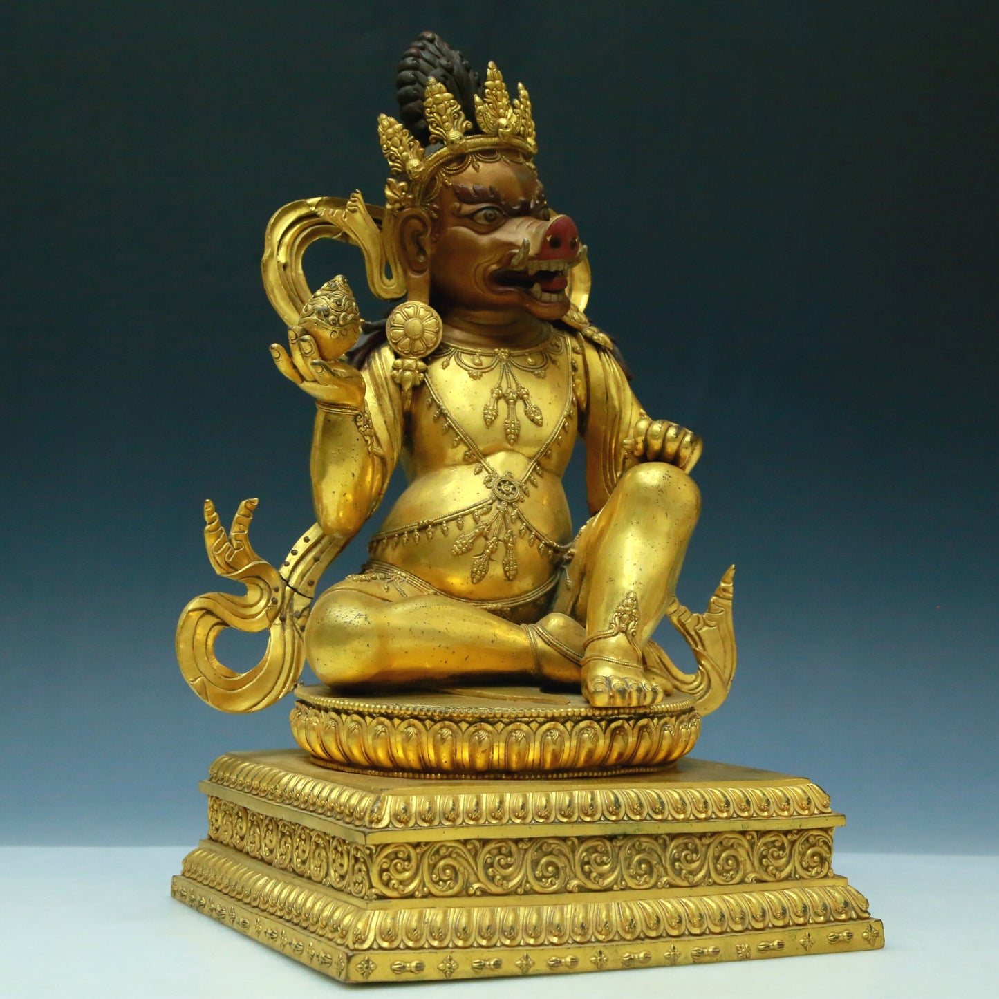 A Wonderful Gilt-Bronze Figure Of Kubera