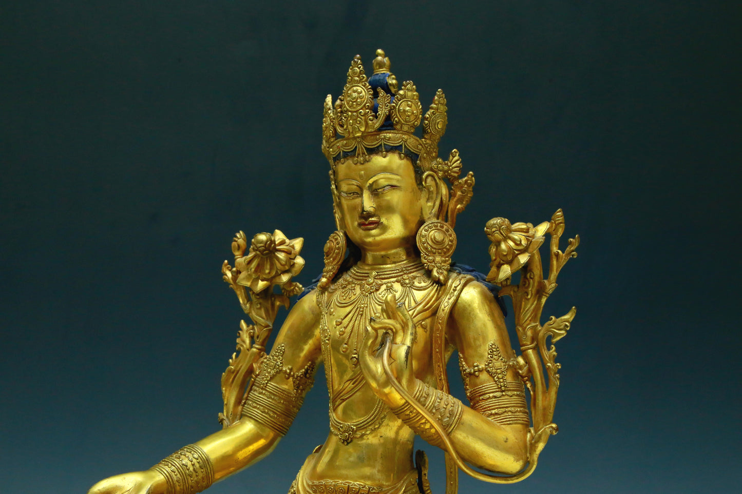 A Wonderful Gilt-Bronze Figure Of Green Tara