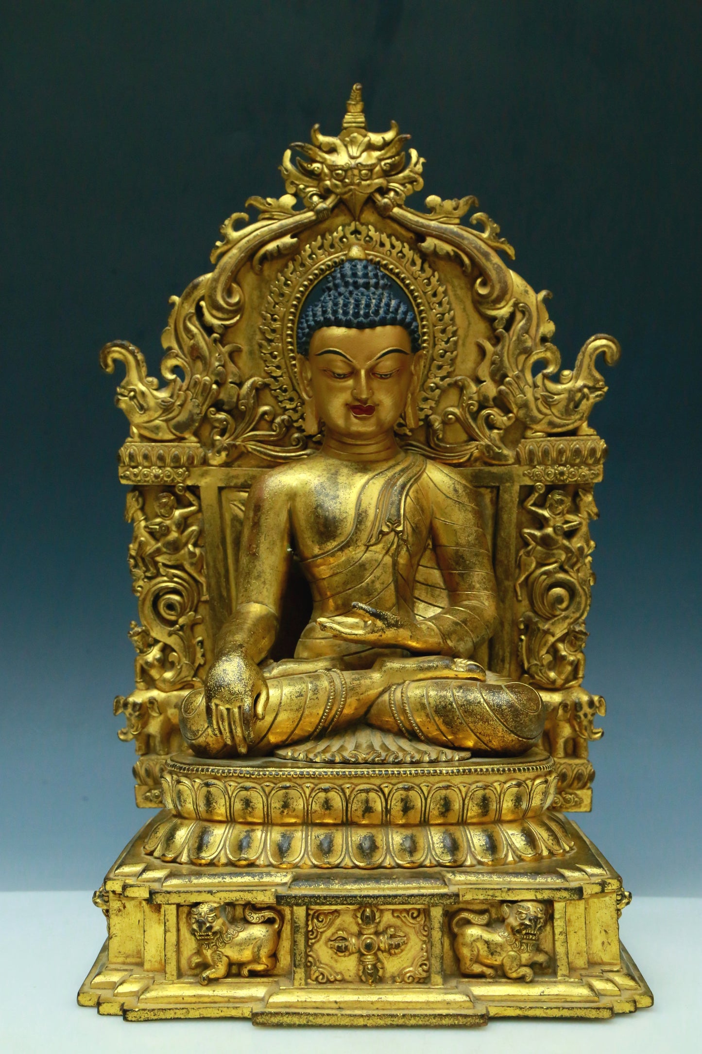 A Wonderful Gilt-Bronze Figure Of Buddha Shakyamuni With Inscriptions