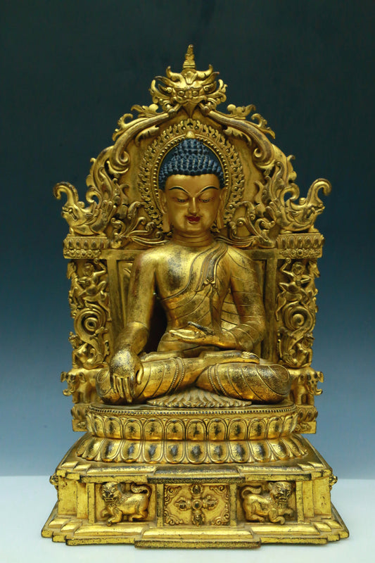 A Wonderful Gilt-Bronze Figure Of Buddha Shakyamuni With Inscriptions