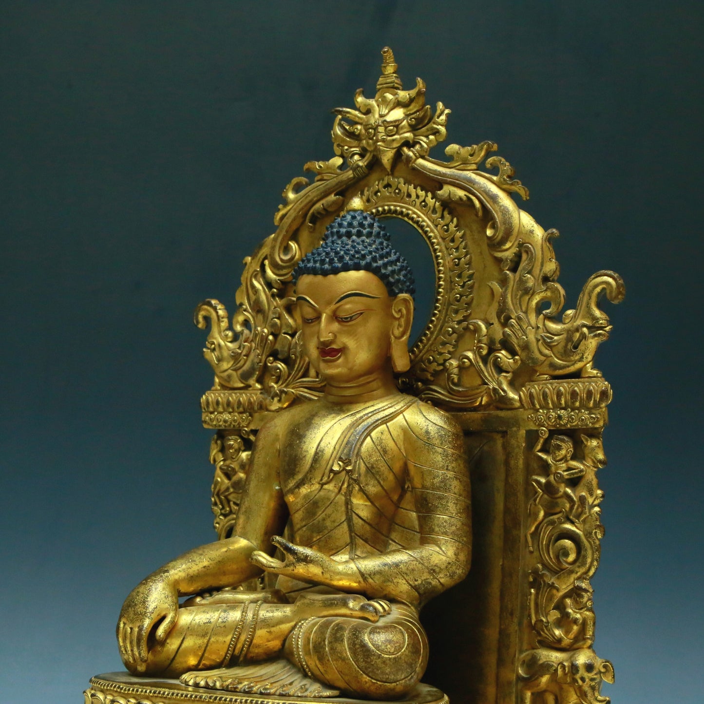 A Wonderful Gilt-Bronze Figure Of Buddha Shakyamuni With Inscriptions