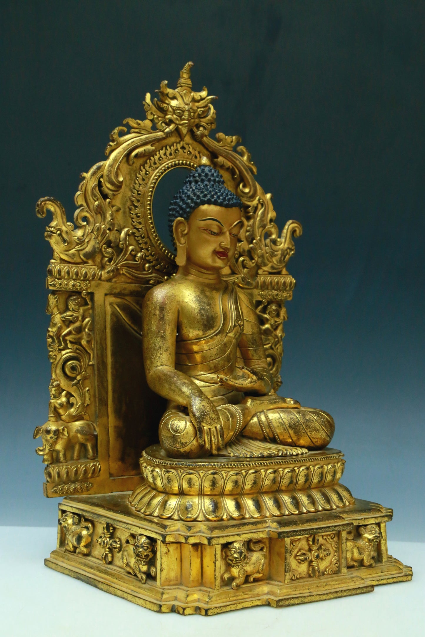 A Wonderful Gilt-Bronze Figure Of Buddha Shakyamuni With Inscriptions