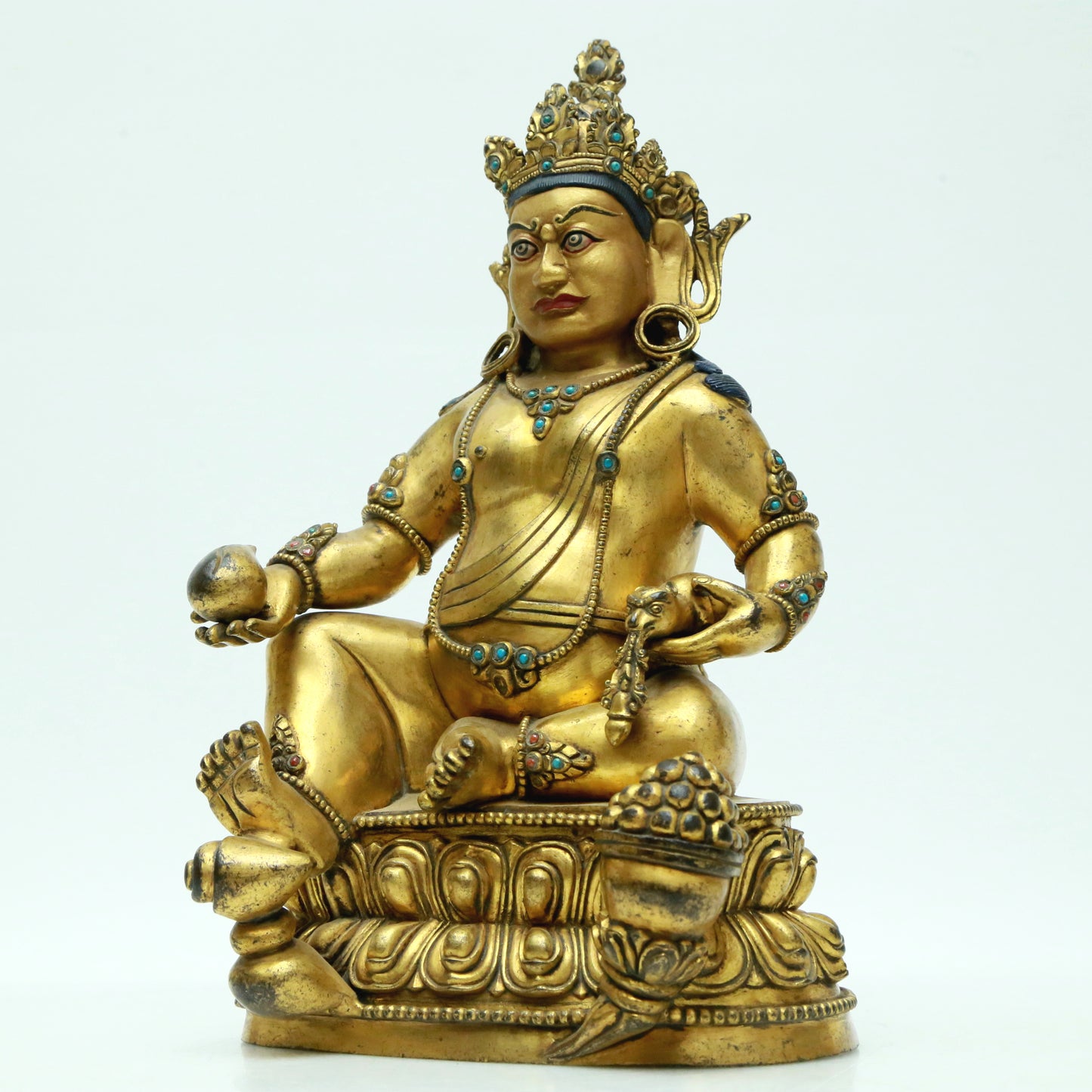 A Magnificent Gilt-Bronze Gem-Inlaid Figure Of Kubera