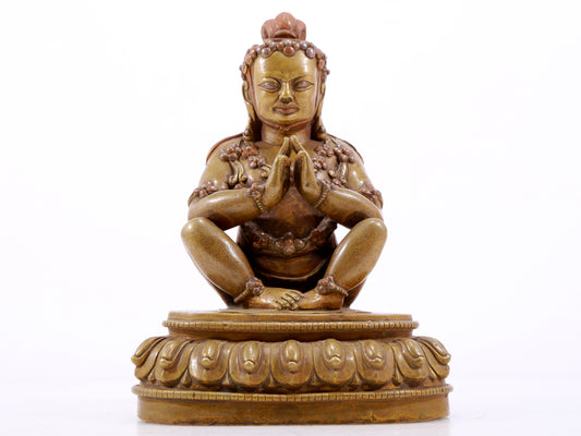 A solemn alloy copper inlaid silver Vajra statue