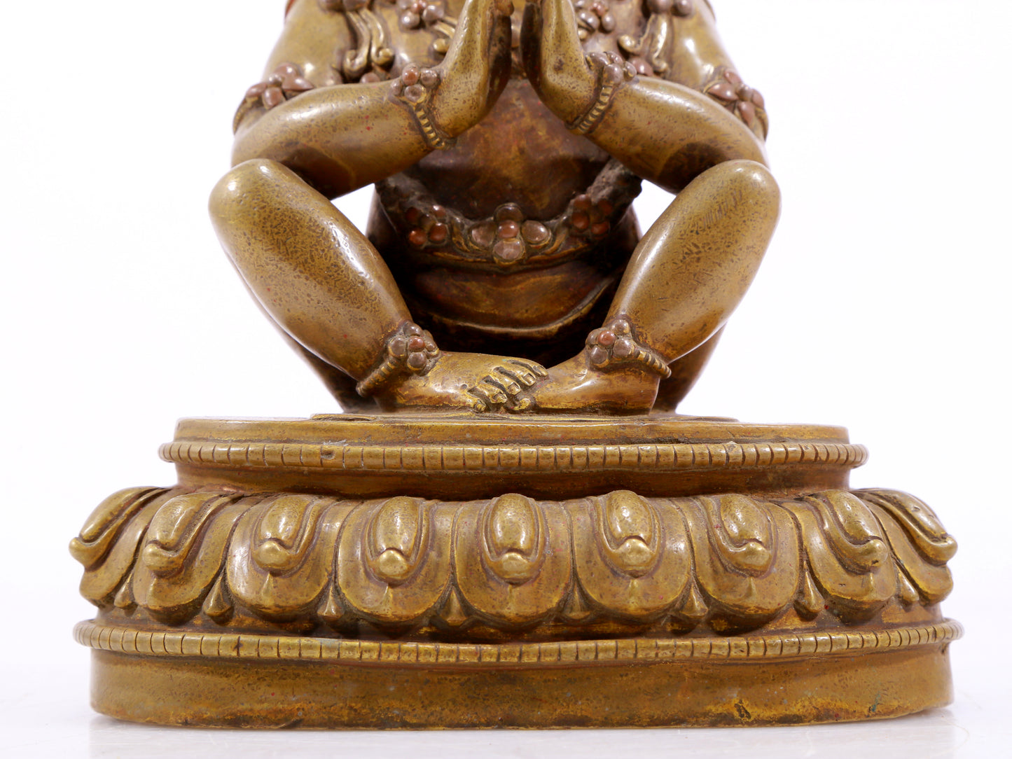 A solemn alloy copper inlaid silver Vajra statue