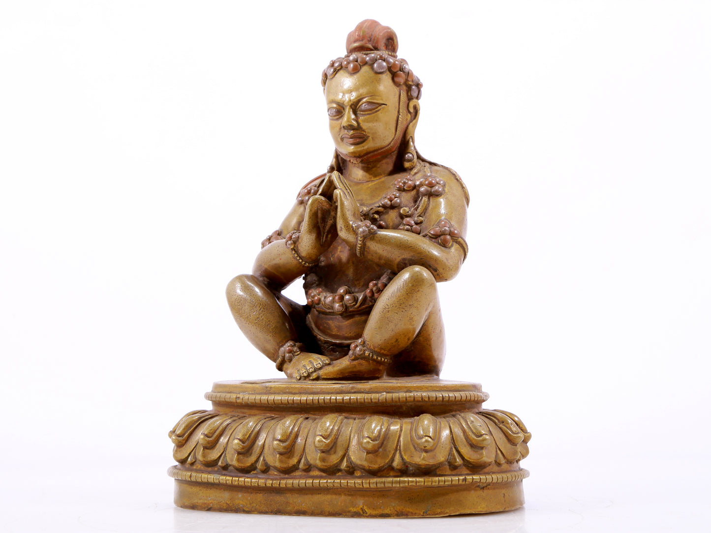 A solemn alloy copper inlaid silver Vajra statue