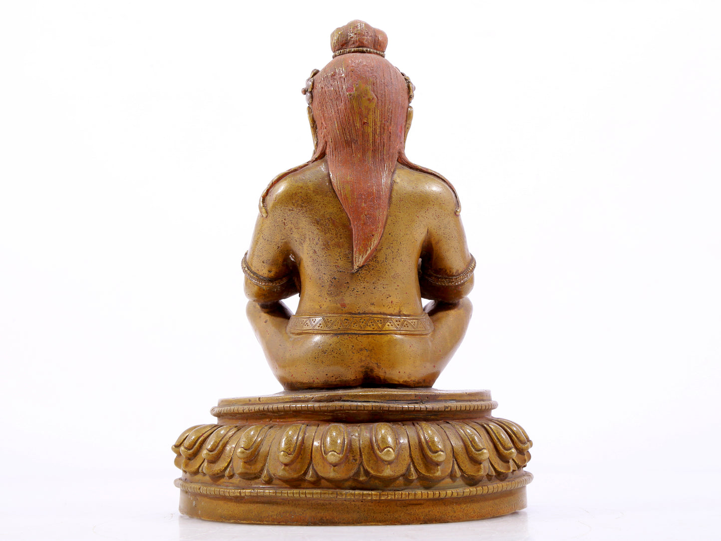 A solemn alloy copper inlaid silver Vajra statue