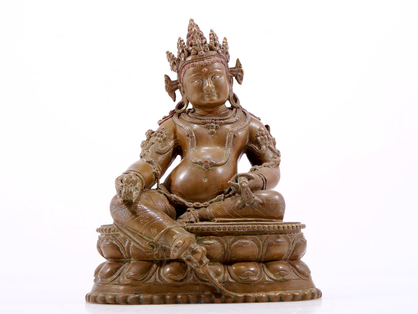 A solemn alloy copper inlaid silver statue of the God of Wealth