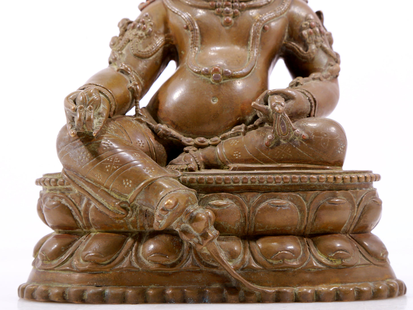 A solemn alloy copper inlaid silver statue of the God of Wealth