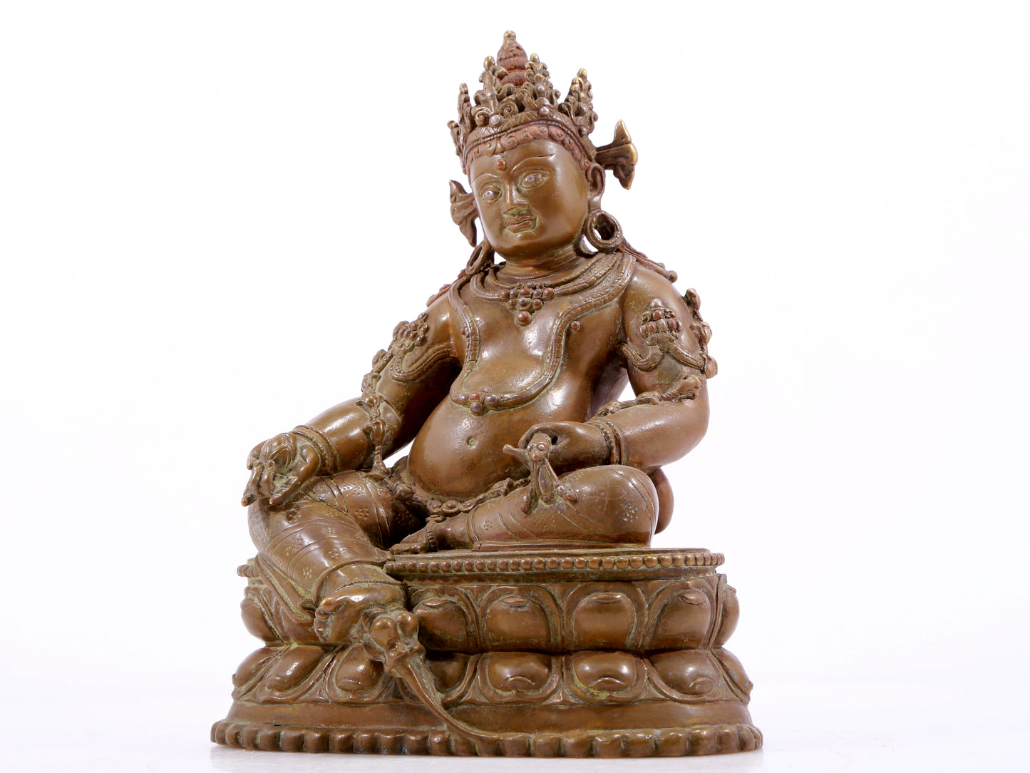 A solemn alloy copper inlaid silver statue of the God of Wealth