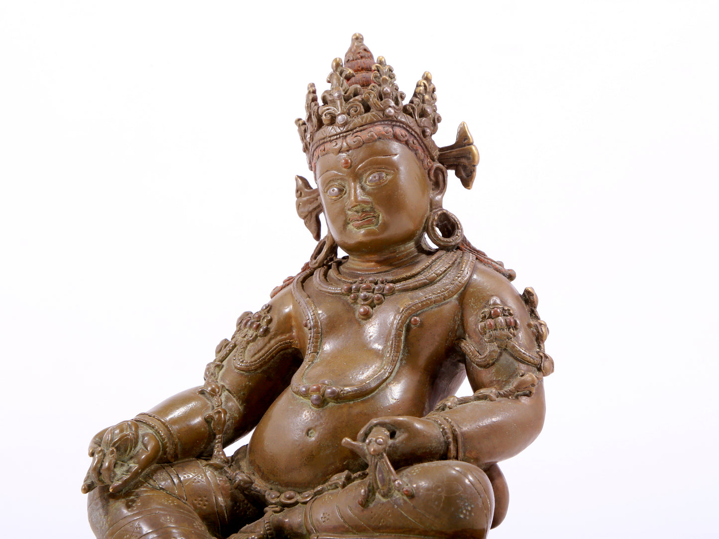 A solemn alloy copper inlaid silver statue of the God of Wealth