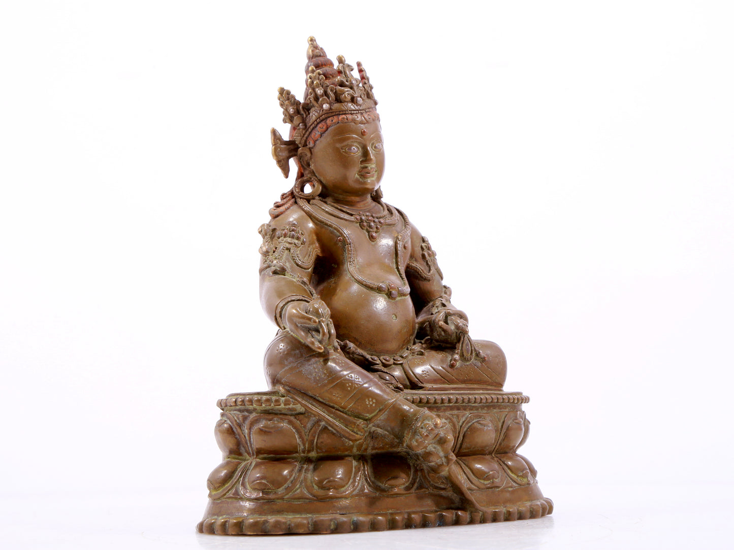 A solemn alloy copper inlaid silver statue of the God of Wealth