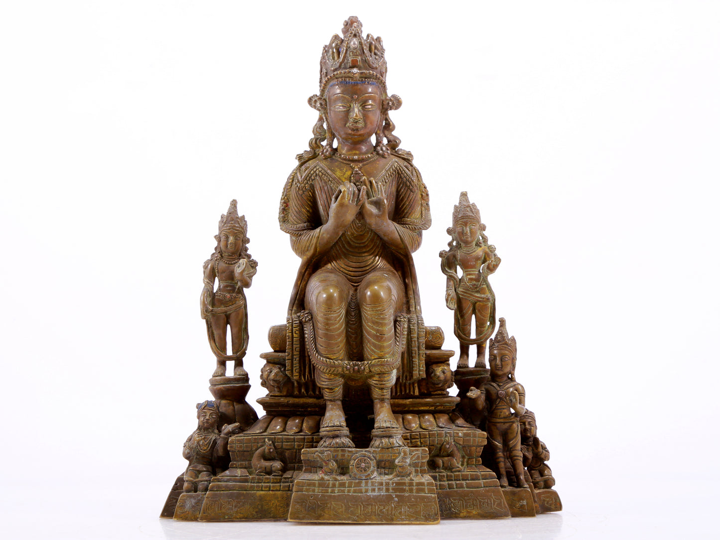 A solemn gilt bronze statue of Bodhisattva