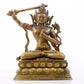 A majestic alloy copper inlaid silver statue of Manjusri Bodhisattva