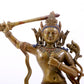 A majestic alloy copper inlaid silver statue of Manjusri Bodhisattva